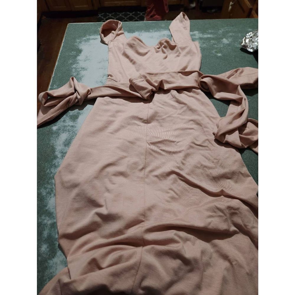 Reformation Helina light dust pink midi toe waist belted dress size XS